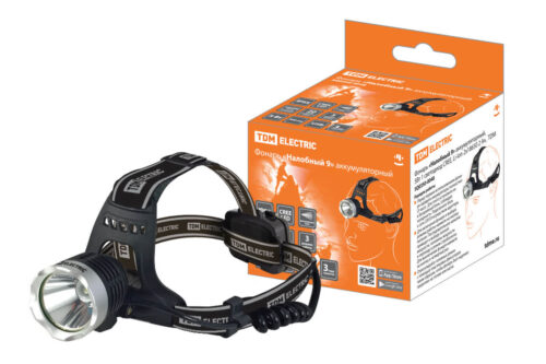 Фонарь Налобный 9 аккумуляторный, 5Вт 1 светодиод CREE, Li-Ion 2x18650 2 Ач, TDM SQ0350-0048