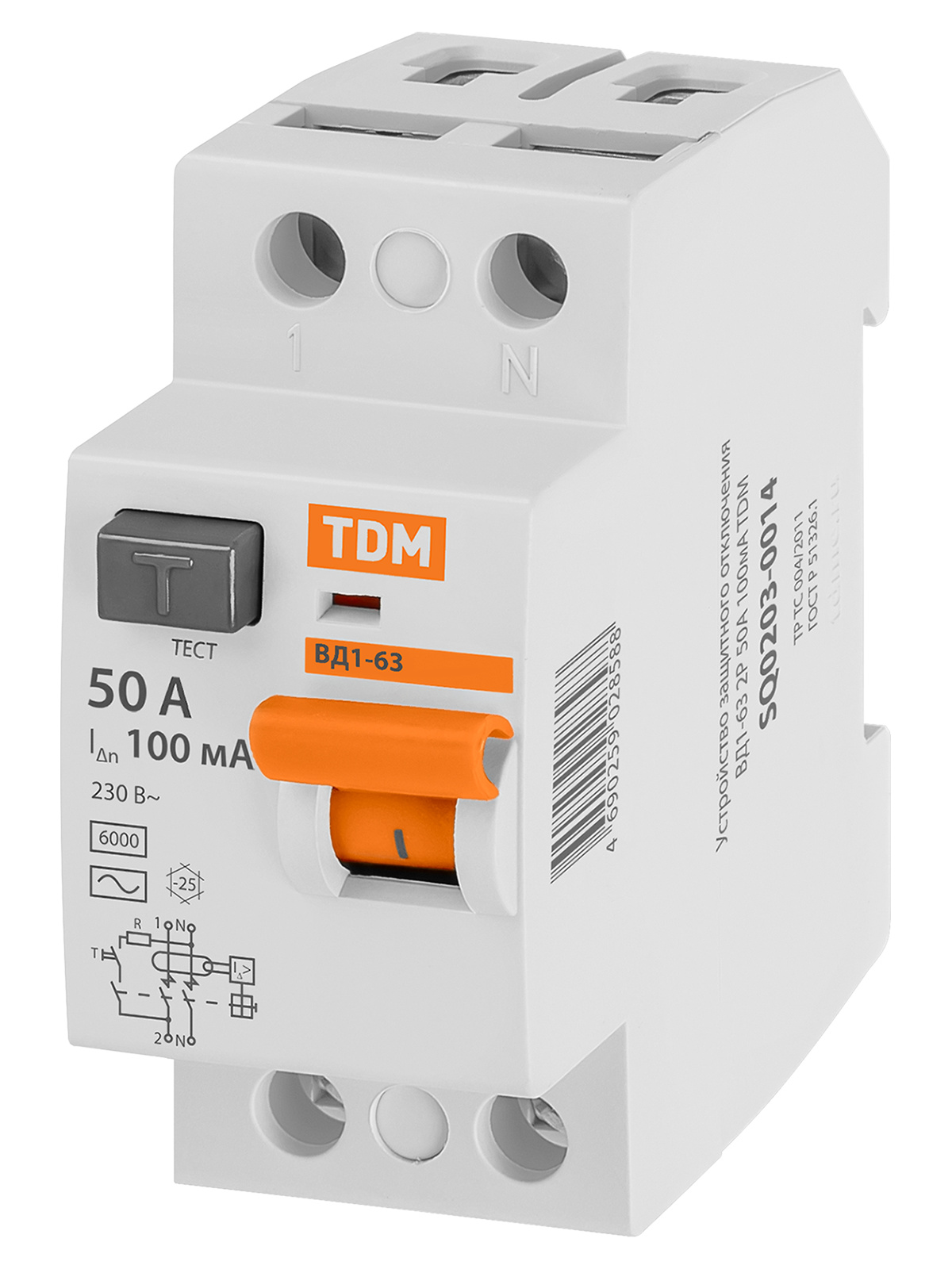 УЗО ВД1-63 2Р 50А 100мА TDM SQ0203-0014 — изображение 3