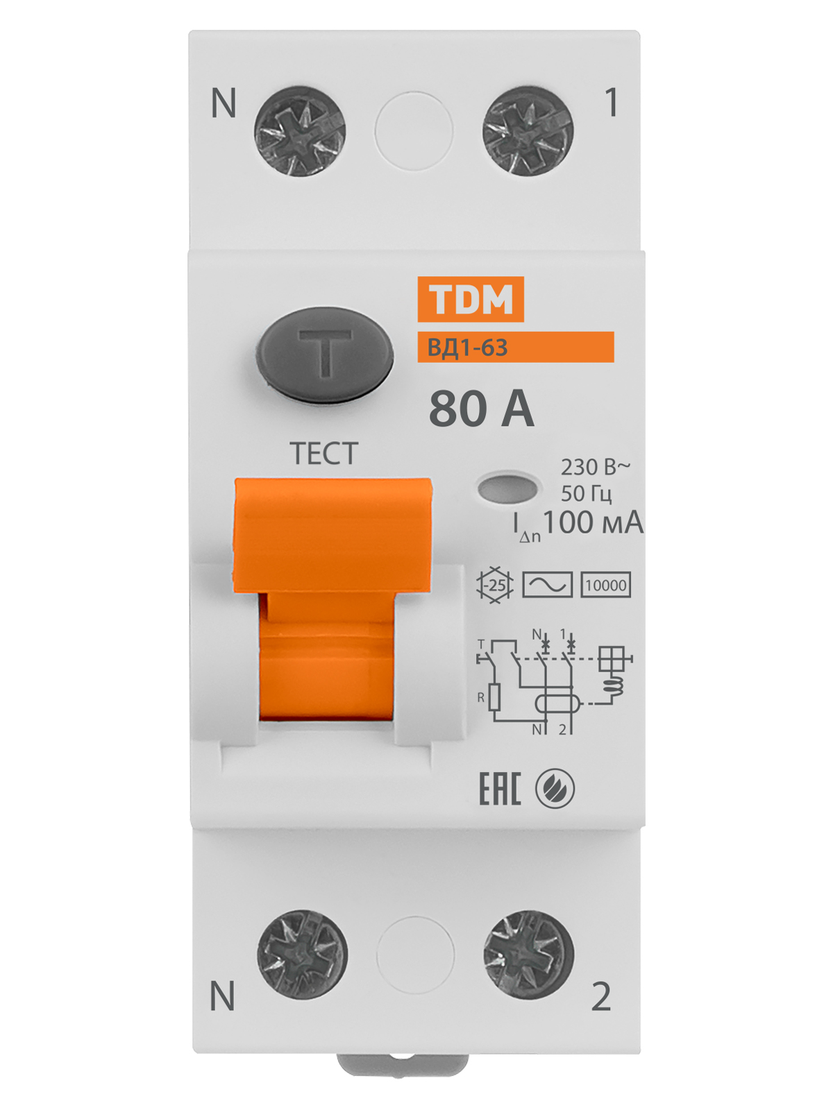 УЗО ВД1-63 2Р 80А 100мА TDM SQ0203-0020 — изображение 3