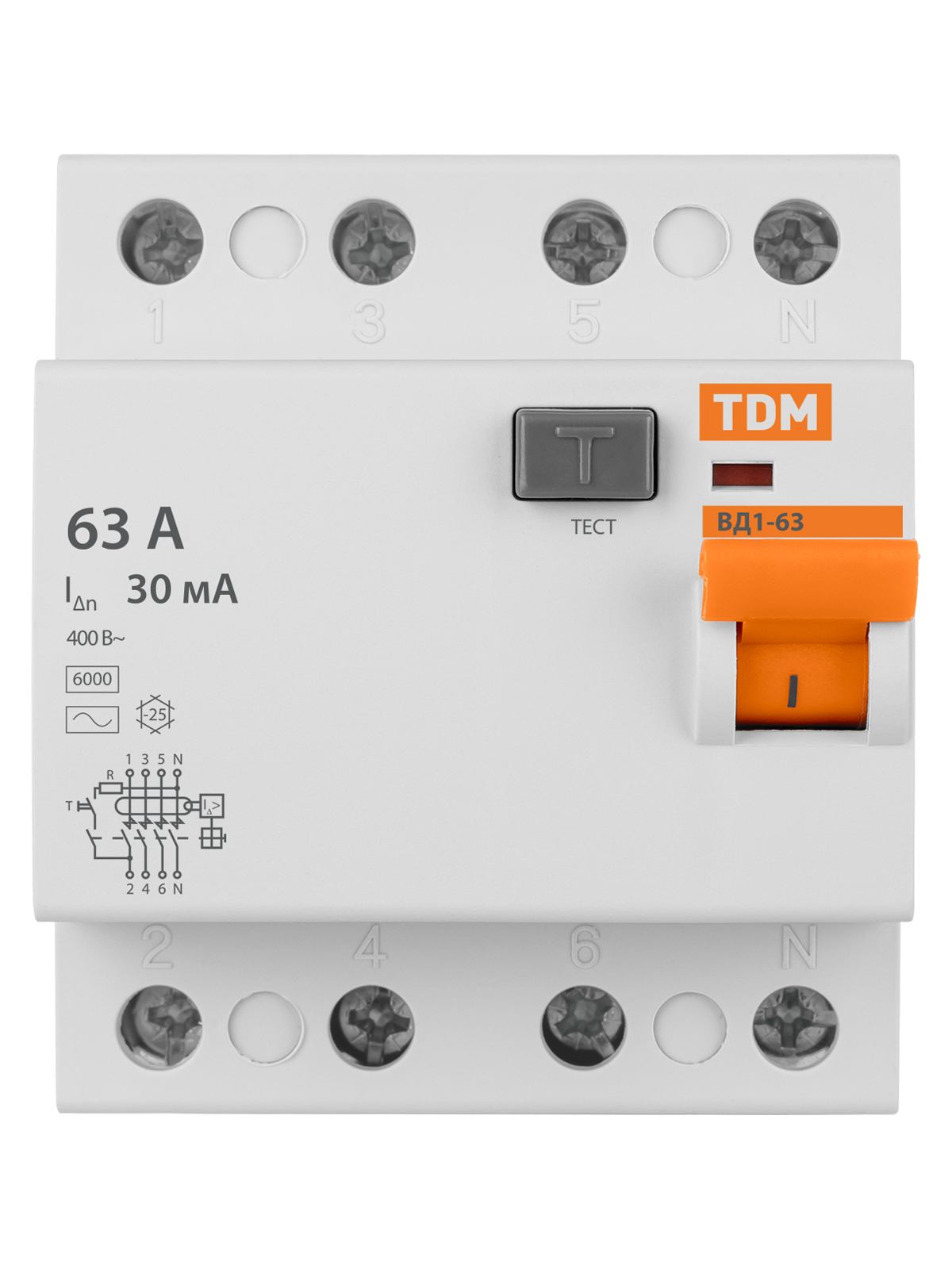 УЗО ВД1-63 4Р 63А 30мА TDM SQ0203-0044 — изображение 3