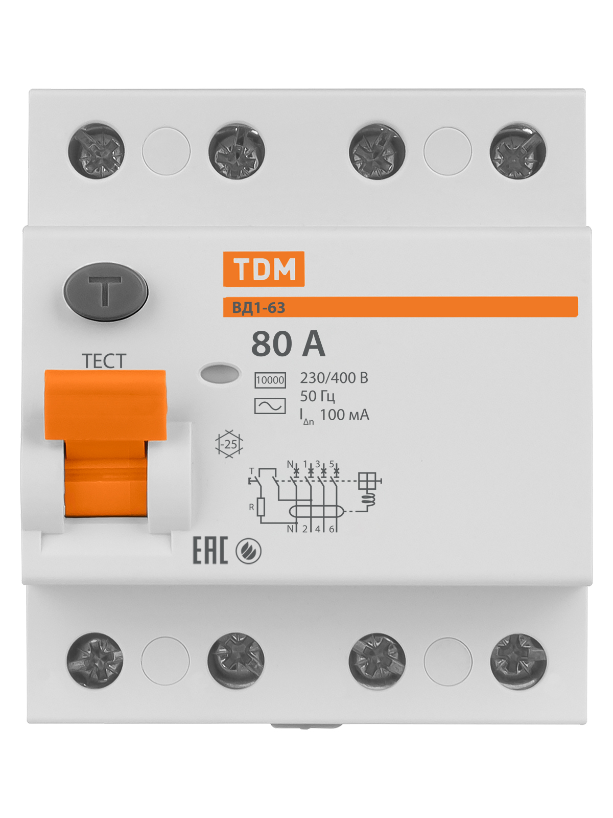 УЗО ВД1-63 4Р 80А 100мА TDM SQ0203-0045 — изображение 3