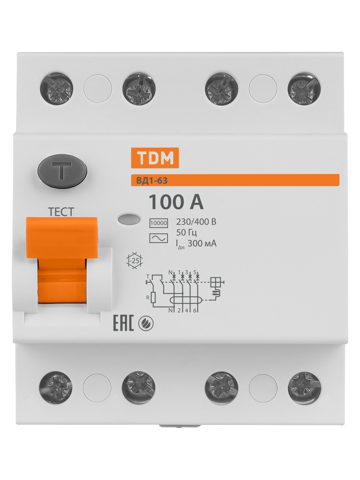 УЗО ВД1-63 4Р 100А 300мА TDM SQ0203-0049 — изображение 3