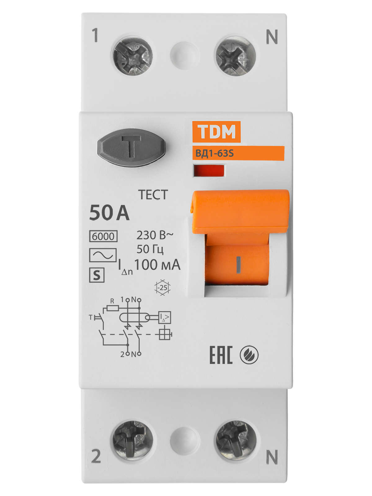 УЗО ВД1-63S 2Р 50А 100мА TDM SQ0203-0058 — изображение 3