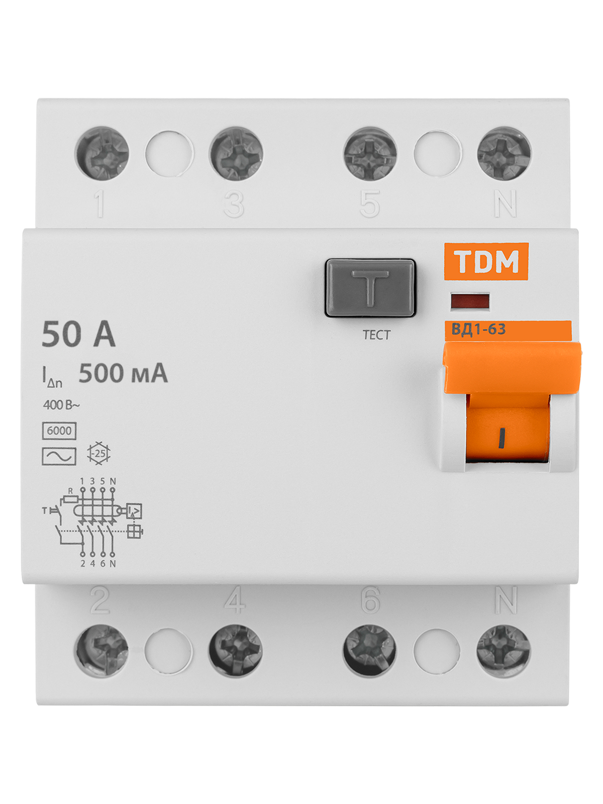 УЗО ВД1-63 4Р 50А 500мА TDM SQ0203-0099 — изображение 2