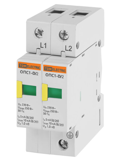 Разрядник ОПС1-D 2Р In=5kA Un=230B Im=10kA TDM SQ0201-0010