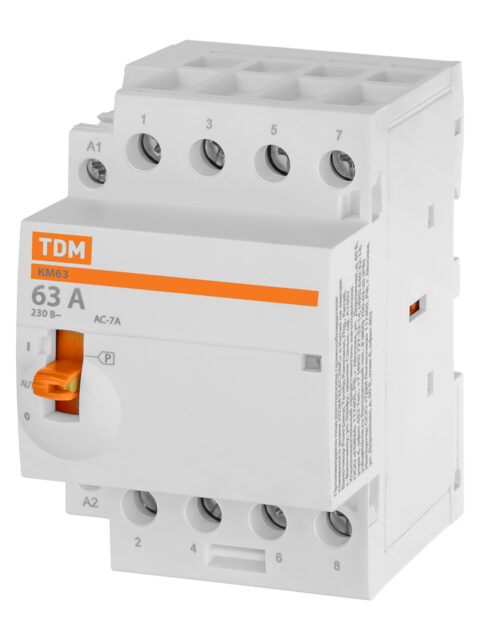 Контактор модульный с ручным управлением КМ63/4-63 4НО 230В АС TDM SQ0213-0107