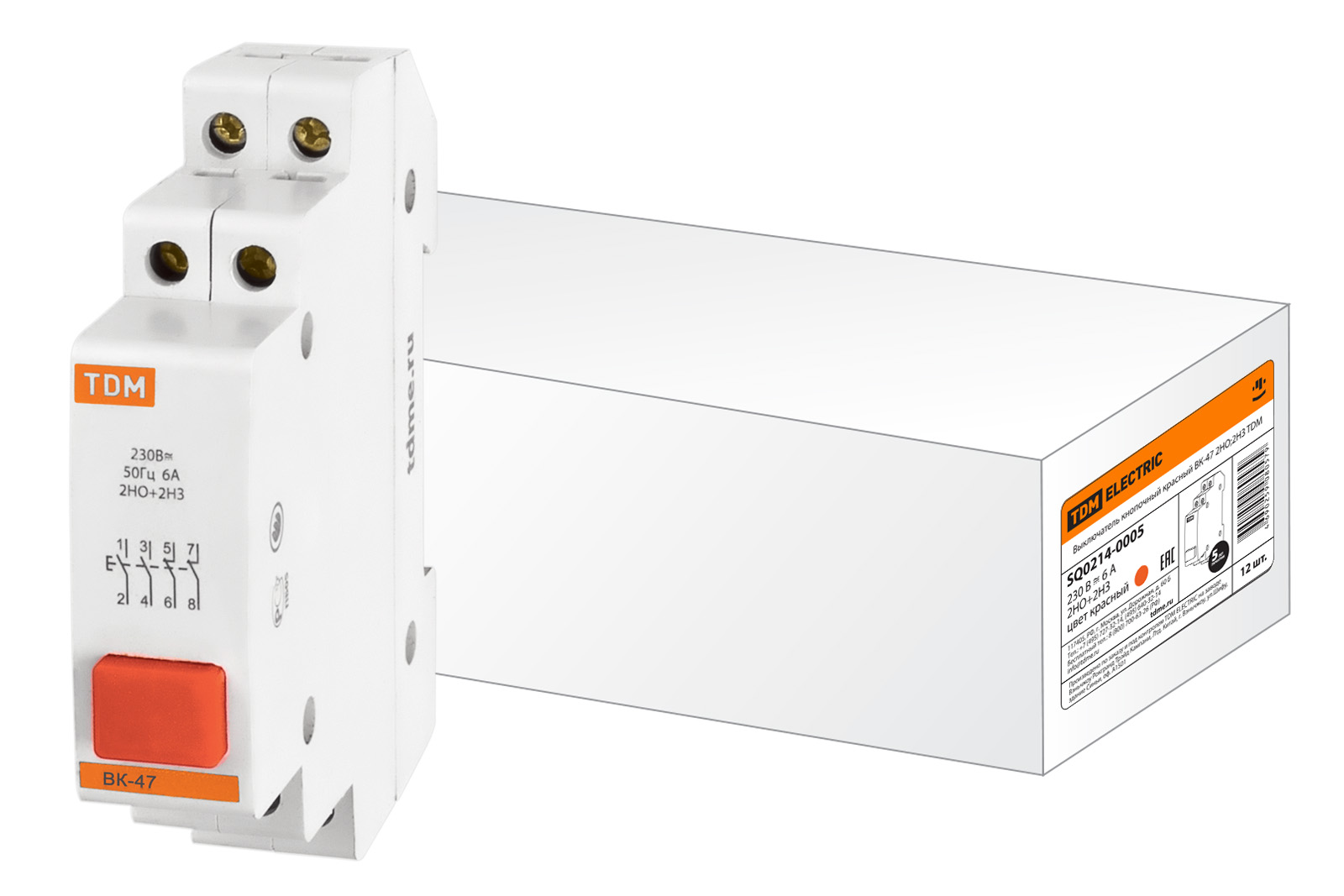 Выключатель кнопочный красный ВК-47 2НО SQ0214-0005