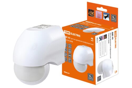 Датчик движения стена ДДС-03 1100Вт, 5-720с, 10м, 5+Лк, 180гр, IP44, TDM SQ0324-0008