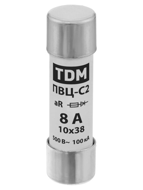 Плавкая вставка ПВЦ-С2 10х38 aR (быстродействующая) 8А TDM SQ0729-0041
