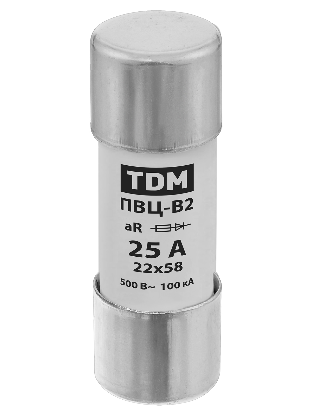 Плавкая вставка ПВЦ-B2 22х58 aR (быстродействующая) 25А TDM SQ0729-0056