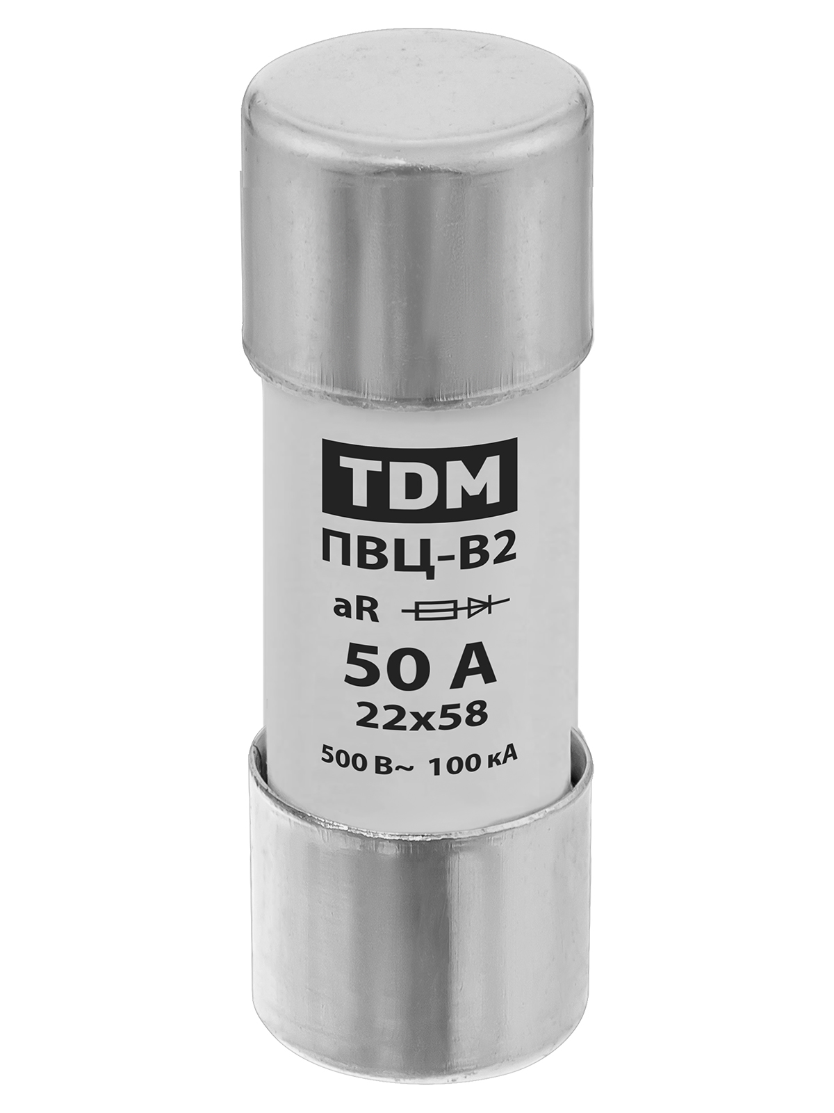 Плавкая вставка ПВЦ-B2 22х58 aR (быстродействующая) 50А TDM SQ0729-0059