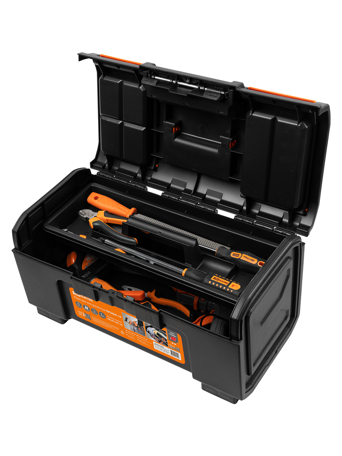 Ящик для инструментов ПРОФИ-19, 48х27х24 см, усилен., замок-автомат, лоток, органайзеры, Рубин TDM SQ1032-0205 — изображение 4