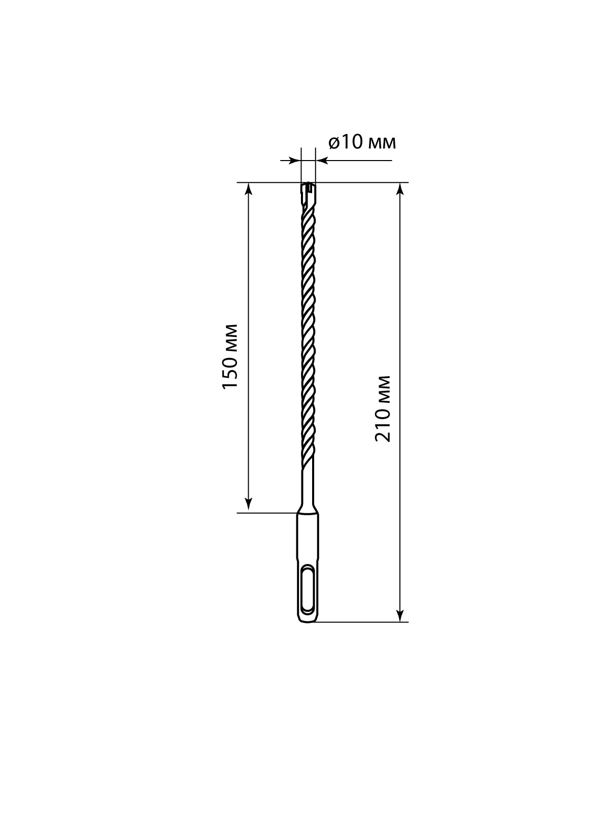 Бур по бетону, 10×210×150 мм, SDS-Plus, 4 резца, пластиковый держатель, 1 шт, Рубин TDM SQ1094-0208 — изображение 5