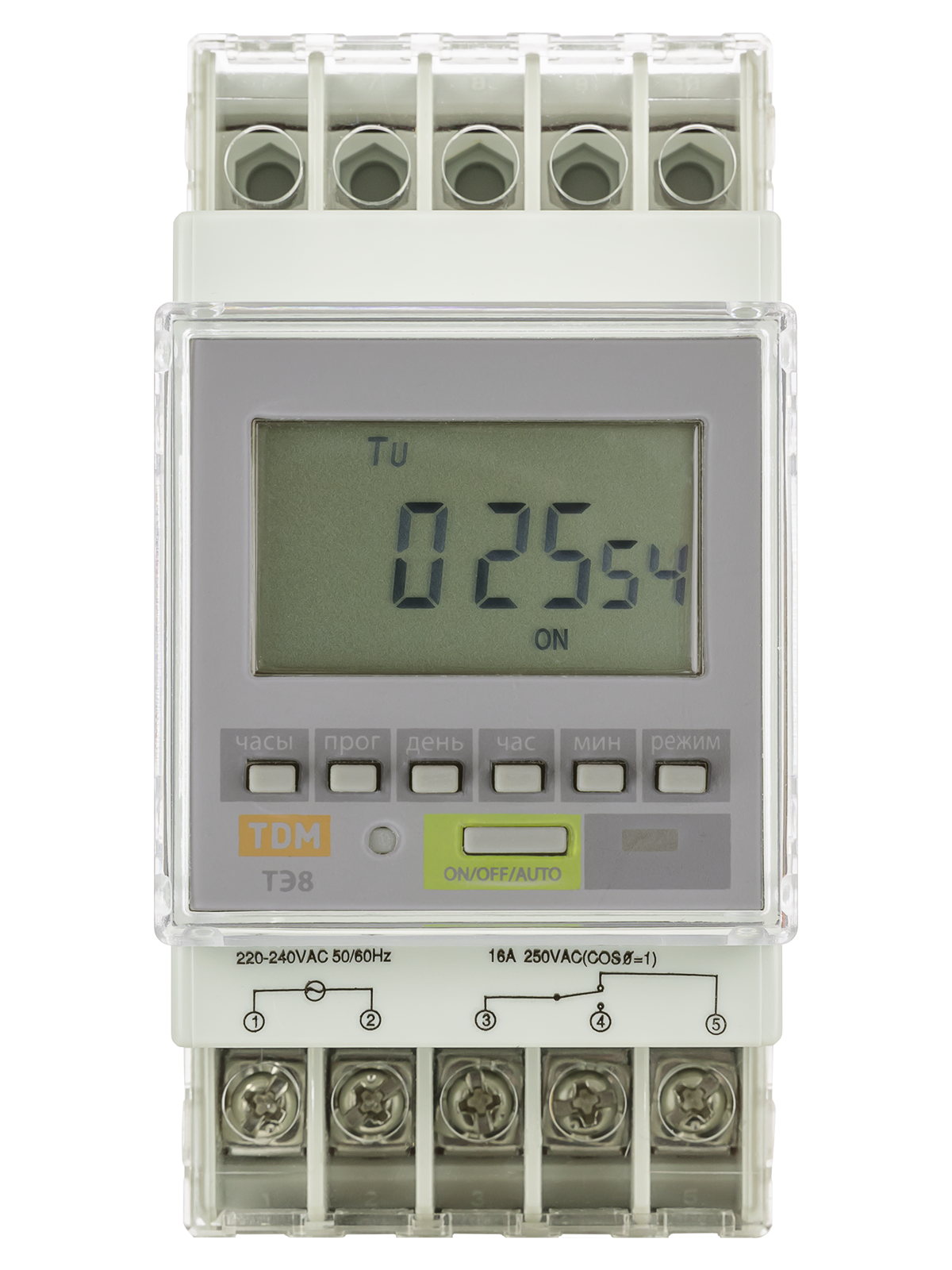 Таймер электронный ТЭ8A-1мин/7дн-8on/off-16А-DIN TDM SQ1503-0002 — изображение 3