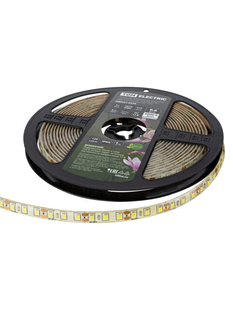 Лента светодиодная SMD2835-120 LED/м-IP65-12 В-9,6 Вт/м-6000 К (5 м) блистер TDM SQ0331-0339
