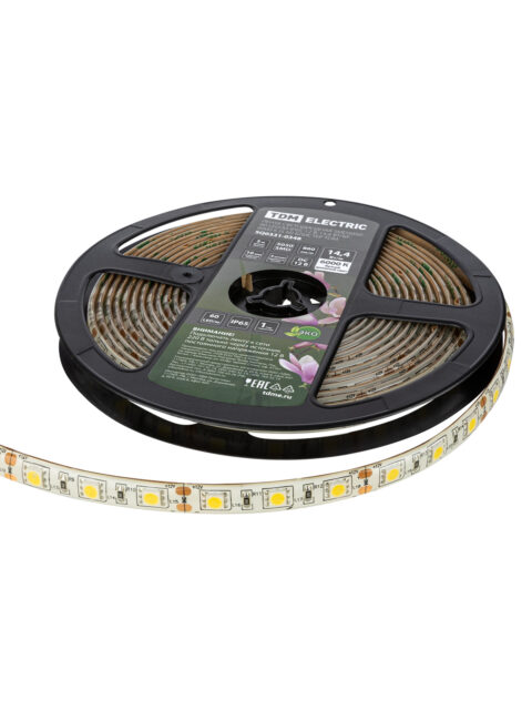 Лента светодиодная SMD5050-60 LED/м-IP65-12 В-14,4 Вт/м-6000 К (5 м) блистер TDM SQ0331-0348