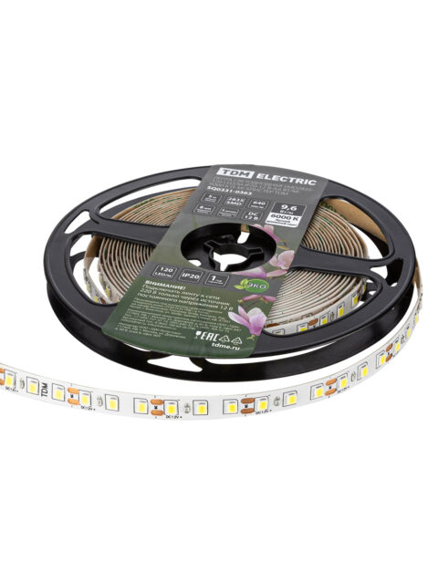 Лента светодиодная SMD2835-120 LED/м-IP20-12 В-9,6 Вт/м-6000 К (5 м) блистер TDM SQ0331-0363
