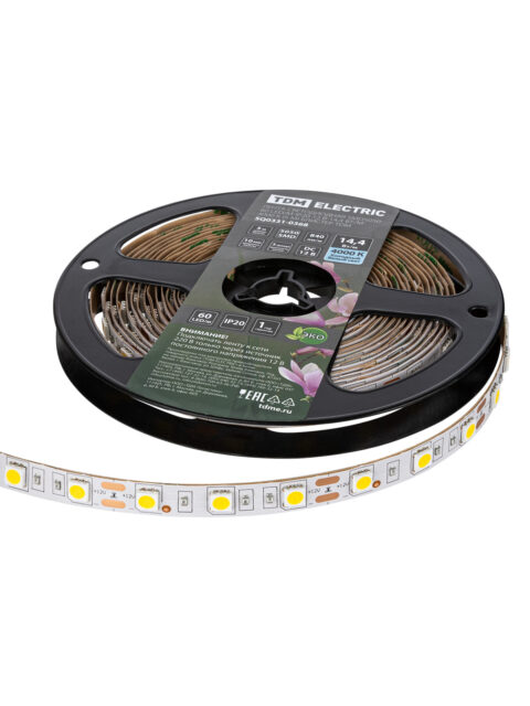 Лента светодиодная SMD5050-60 LED/м-IP20-12 В-14,4 Вт/м-4000 К (5 м) блистер TDM SQ0331-0368