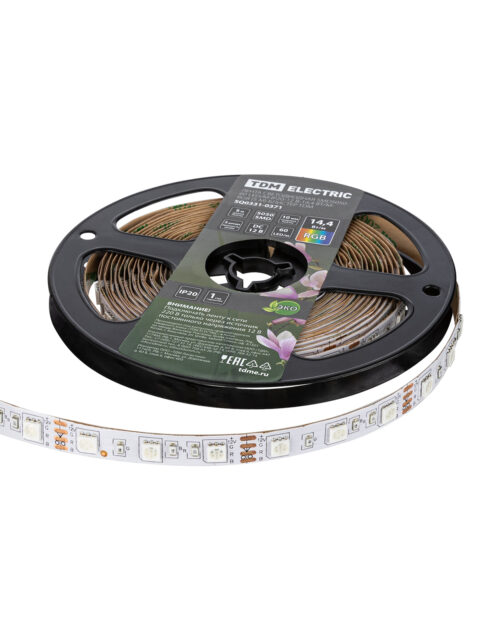 Лента светодиодная SMD5050-60 LED/м-IP20-12 В-14,4 Вт/м-RGB (5 м) блистер TDM SQ0331-0371