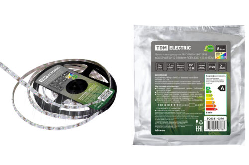 Лента светодиодная SMD5050+SMD2835 60LED/м-IP20-12 В-8 Вт/м-RGB+3000 К (5 м) TDM SQ0331-0376