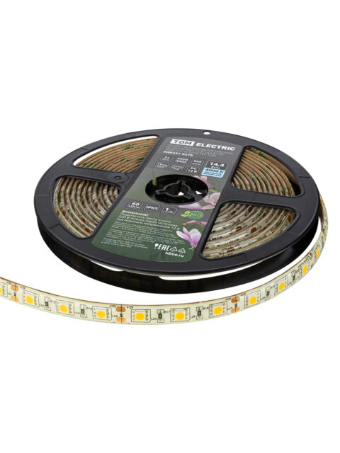 Лента светодиодная SMD5050-60 LED/м-IP65-12 В-14,4 Вт/м-4000 К (5 м) блистер TDM SQ0331-0379