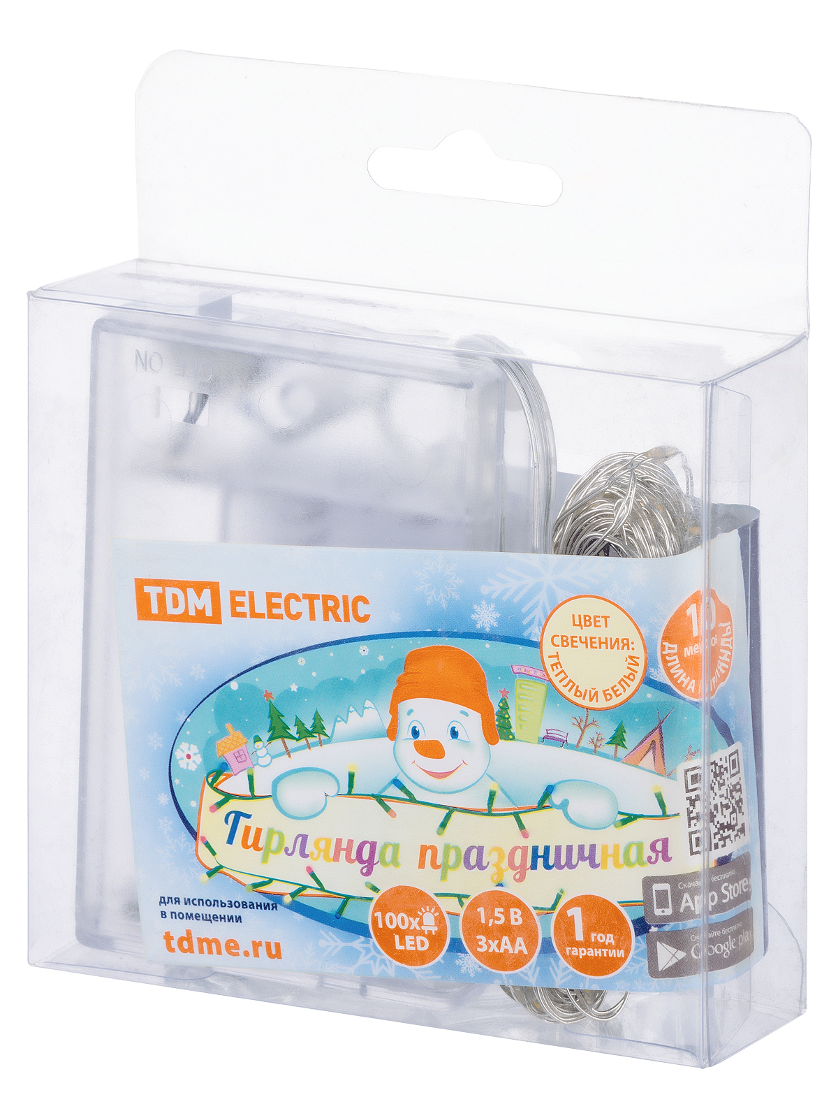 Гирлянда светодиодная Роса100 100LED, 10м, 3000К, 3хАА, TDM SQ0361-0053 — изображение 5