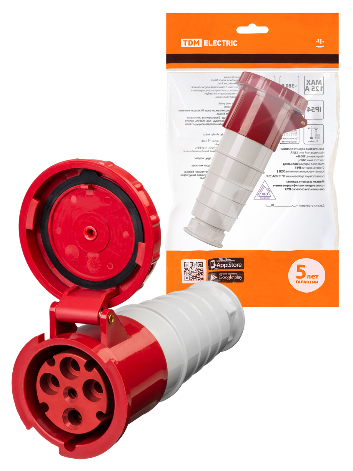 Розетка 234 переносная 3Р+РЕ 63А 380В IP54 TDM SQ0603-0017