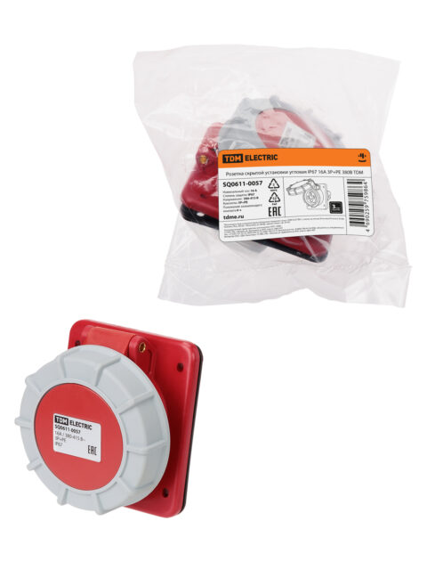 Розетка скрытой установки угловая IP67 16А 3Р+РЕ 380В TDM SQ0611-0057