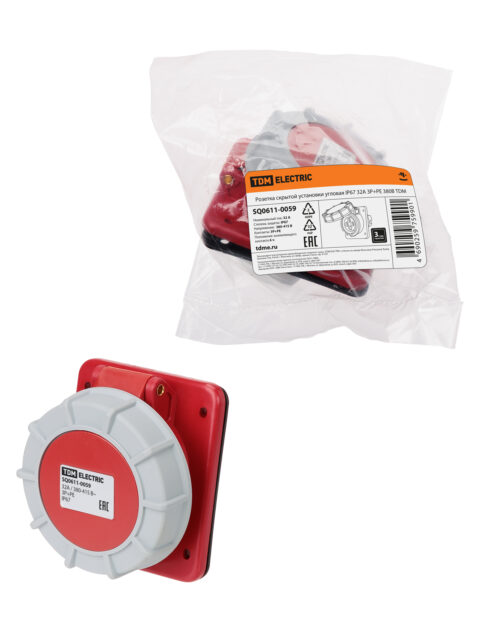 Розетка скрытой установки угловая IP67 32А 3Р+РЕ 380В TDM SQ0611-0059