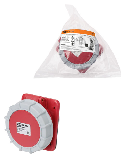 Розетка скрытой установки угловая IP67 125А 3Р+РЕ+N 380В TDM SQ0611-0064