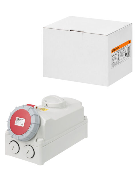 Розетка настенная, с выключателем и блокировкой IP67 16А 3Р+РЕ+N 380В TDM SQ0611-0066